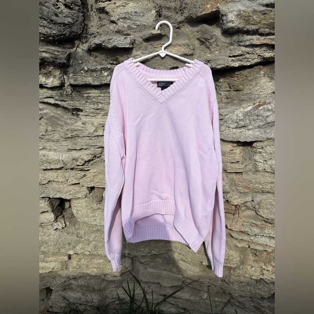 Lands' End Light Purple V-Neck Sweater
